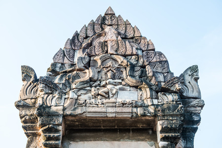 Carving Work above Door Frame at Phimai Historical Park, Thailandの写真素材
