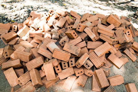 Red brick background, Thailandの写真素材
