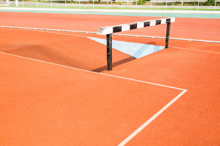 Hurdles on running track, Thailandの写真素材