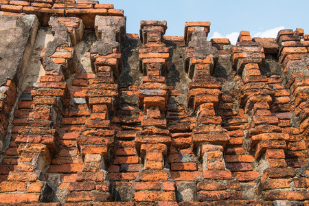 Background of ancient brick wall, Thailandの写真素材