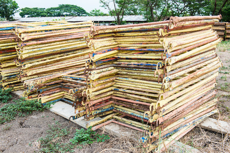 Stock of steel scaffolding, Thailand