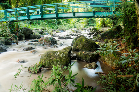 Nang Rong Waterfall with Green Bridge, Thailand