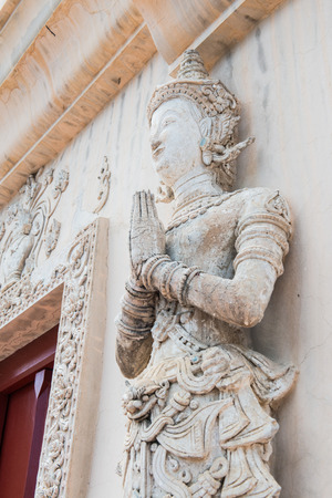 Thai Lanna molding art on the wall, Thailandの写真素材