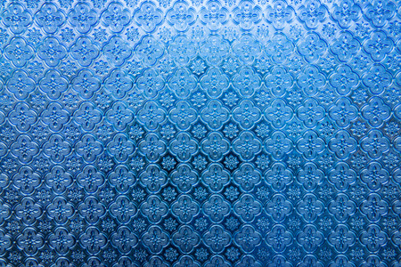 Texture of blue glass panel, Thailand.の写真素材