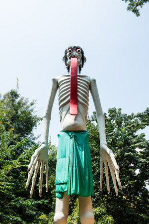 Hungry Ghost Statue at  Thai Temple, Thailand.の写真素材