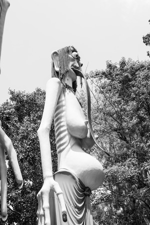 Hungry Ghost Statue at  Thai Temple, Thailand.のeditorial素材