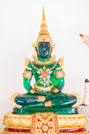 The Emerald Buddha on White Wall, Thailand.の写真素材