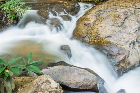 Water Flowing at Maesa Noi Waterfall, Thailand.