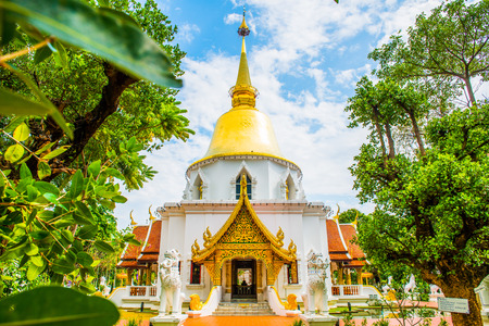 Prabudabath Si Roi Pagoda of Darabhirom Forest Monastery at Chiangmai Province, Thailand.の写真素材