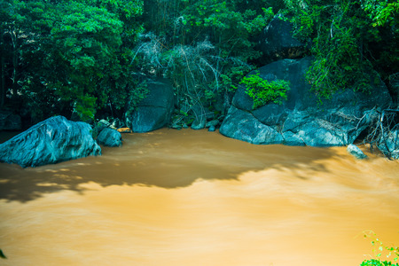 Flash flood flowing in Ob Luang national park, Thailand.の写真素材