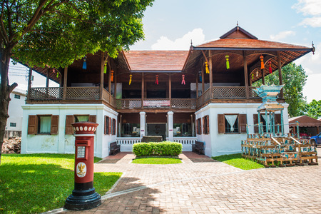 Thai style mailbox with museum building, Thailand,のeditorial素材