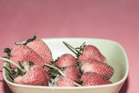 Red strawberries in bowl, Thailandの写真素材
