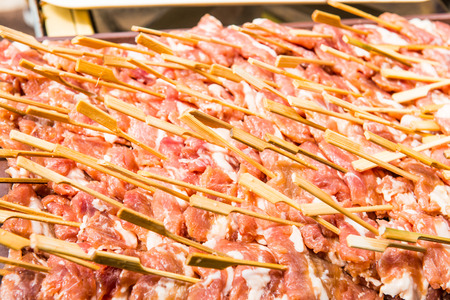 Fresh pork before change to roast pork, Thailandの写真素材