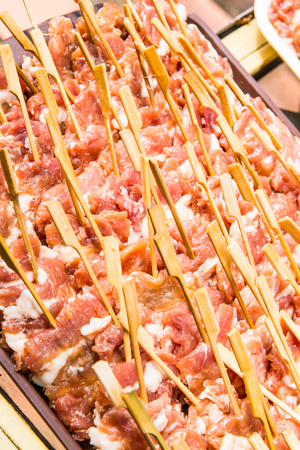 Fresh pork before change to roast pork, Thailandの写真素材