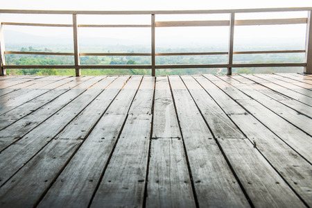 Wooden floor with natural view, Thailandの写真素材