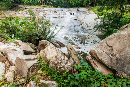 Water Flowing at Mae Sa Waterfall, Thailandの写真素材