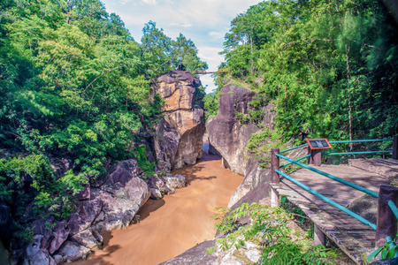 Small bridge over the river at Ob Luang National Park, Thailand.の写真素材