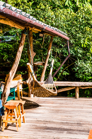 Bamboo hammock in Thai country, Thailand.の写真素材