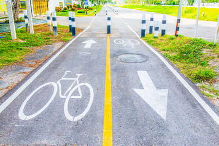 Bicycle lane in Thai, Thailand.の写真素材