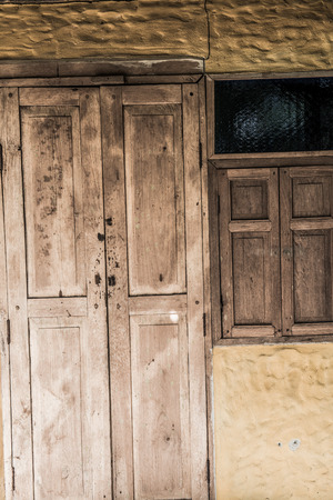 Thai style window and door in Thai country, Thailand.の写真素材