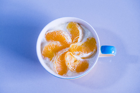 Orange Cheese Cake in Yellow Cup, Thailand.