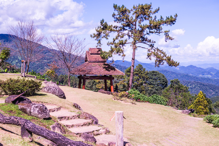 Landscape view on mountain of Huai Nam Dang national park, Thailand.の写真素材