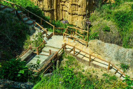 Walkway inside Pha Chau tourist attraction, Thailand.の写真素材