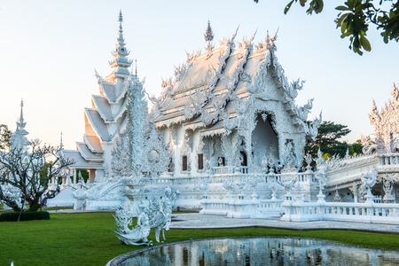 Beautiful Thai church at Rong Khun temple, Thailand.の写真素材