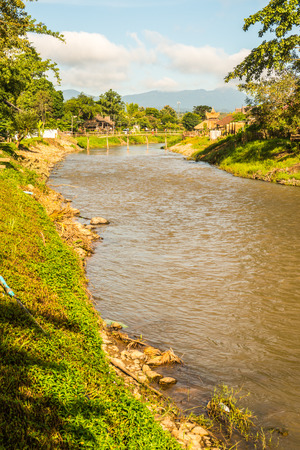 Pai river and natural view at Mae Hong Son province, Thailand.の写真素材
