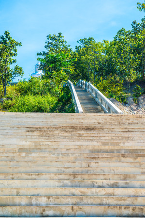 Stair to hill top at Phra That Maeyen temple, Thailand.の写真素材