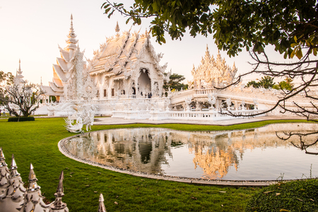 Beautiful Thai church at Rong Khun temple, Thailand.の写真素材