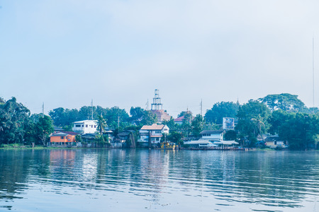 The city beside Phayao lake in winter season, Thailand.の写真素材