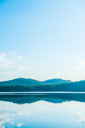 Landscape view of Mae Tam reservoir, Thailand.の写真素材
