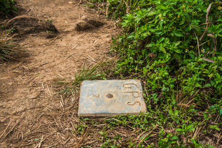 GPS benchmark on mountain, Thailand.の写真素材