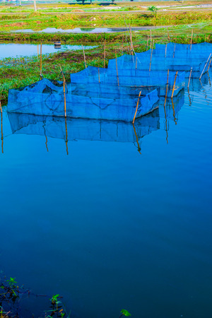Fish cages in farm, Thailand.の写真素材