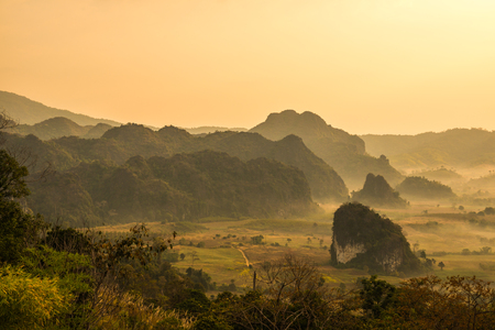 Beautiful Mountain View of Phu Langka National Park, Thailand.の写真素材