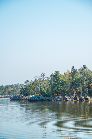 Landscape view of Huay Tueng Tao lake in Chiangmai province, Thailand.の写真素材