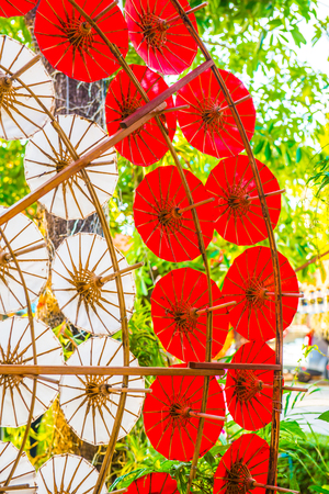 Background of Thai native umbrella, Thailand.の写真素材