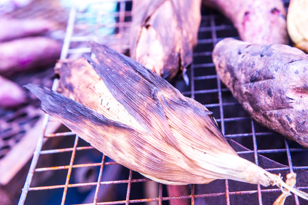 Thai style grilled corn, Thailand.の写真素材