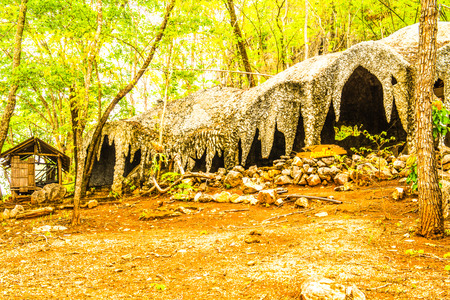 Artificial caves for Buddha place, Thailand.の写真素材
