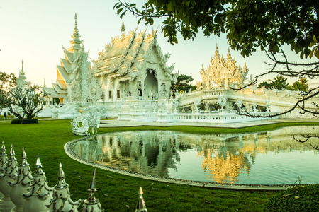 Beautiful Thai church at Rong Khun temple, Thailand.の写真素材
