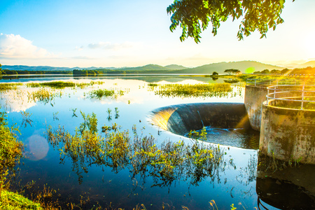 Landscape view of Mae Tam reservoir, Thailand.の写真素材