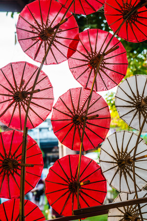 Background of Thai native umbrella, Thailand.の写真素材