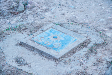 GPS benchmark on mountain, Thailand.の写真素材