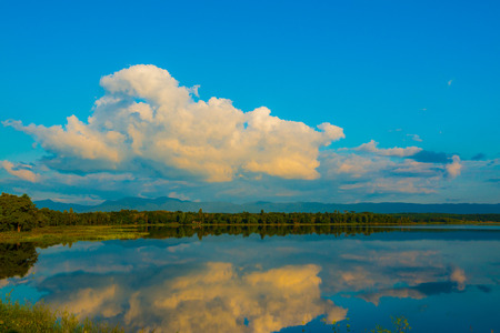 Landscape view of Mae Tam reservoir, Thailand.