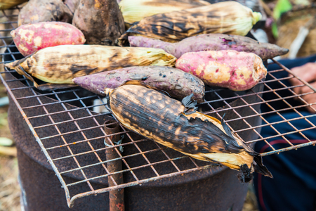 Thai style grilled corn, Thailand.の写真素材
