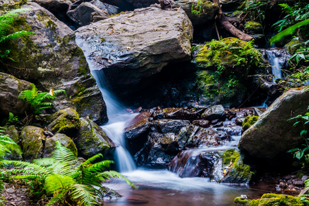 Water Flowing in Champa Thong Waterfall, Thailand.の写真素材