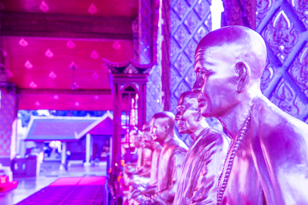 Kruba Srivichai statue at Phrathat Hariphunchai temple, Thailand.のeditorial素材