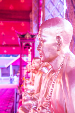 Kruba Srivichai statue at Phrathat Hariphunchai temple, Thailand.のeditorial素材
