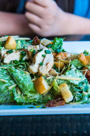 Caesar salad with grilled chicken, Thailand.の写真素材